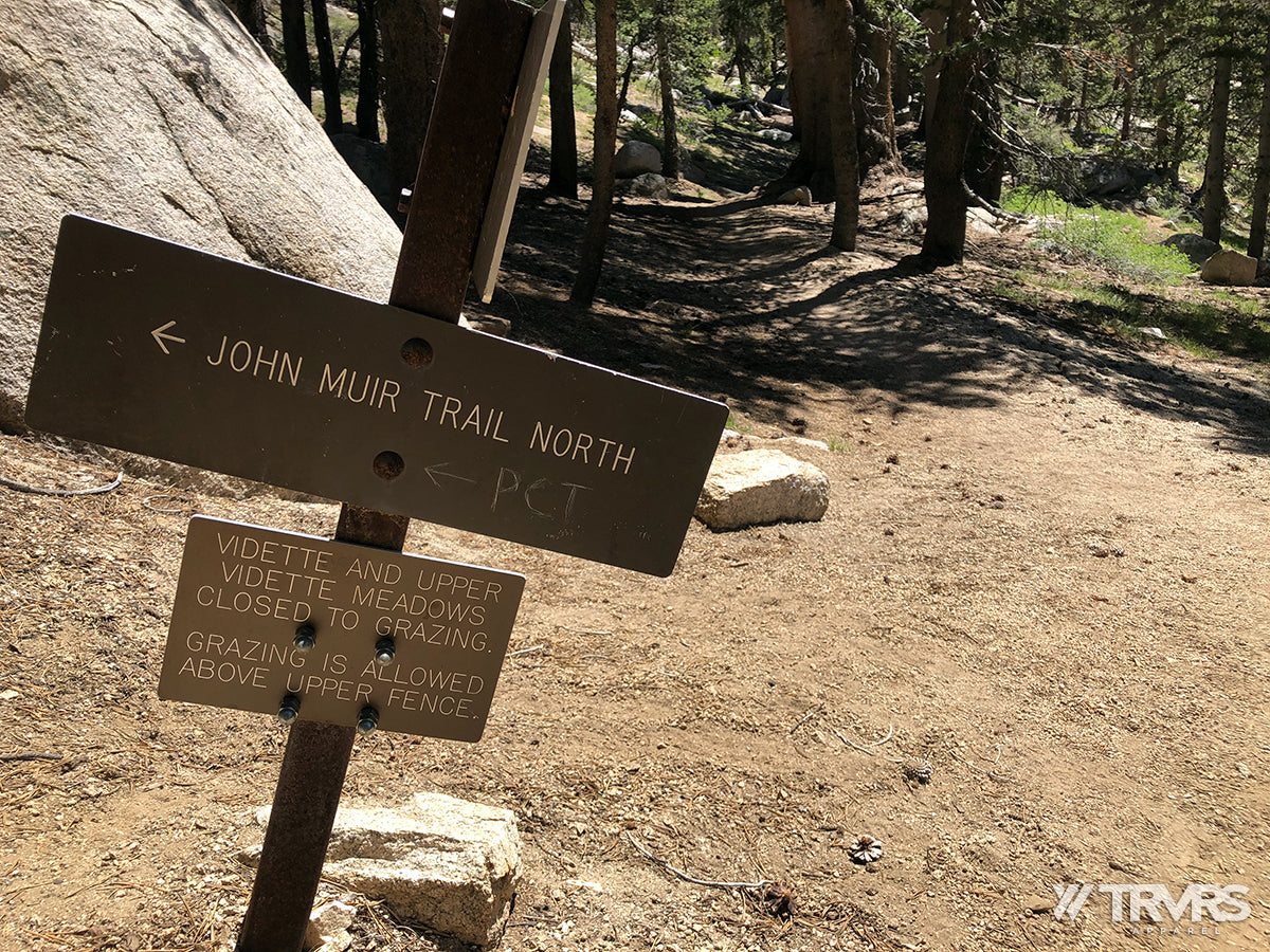 Pacific Crest John Muir Trail Sign Upper Vidette Meadow Bubbs Creek - Kings Canyon National Park | TRVRS APPAREL