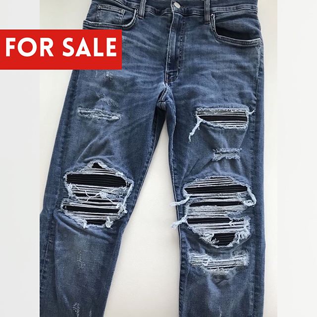 amiri jeans leather patch