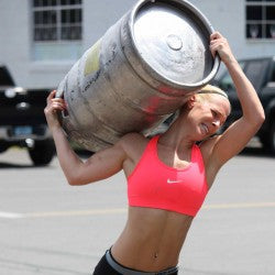 fit girl with beer keg