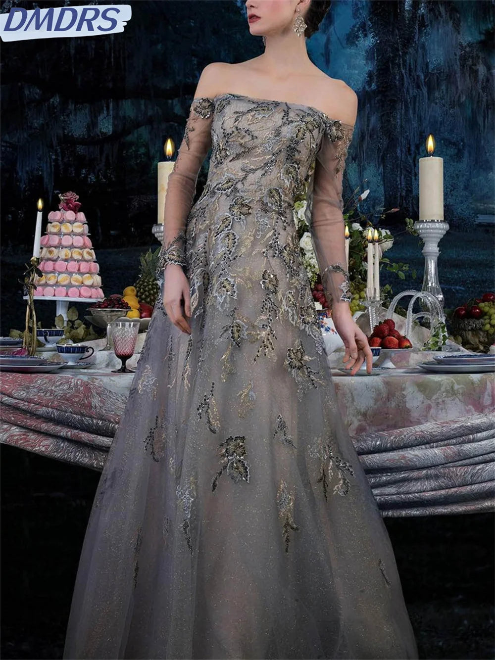 Elegant Tulle Mother of the Bride  Floor-length Evening Dress