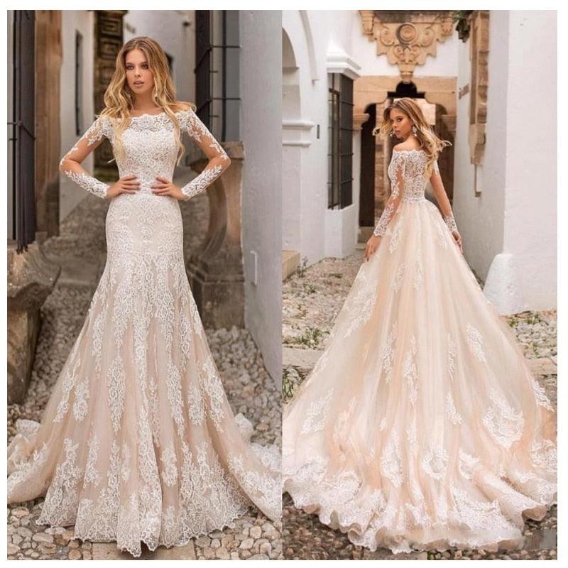 Full Length Sleeves Wedding Bridal Dress