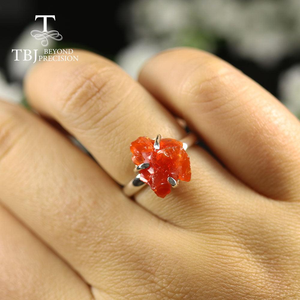 Natural Mexico Fire Opal Ring Handmade Gemstone Rough Rings