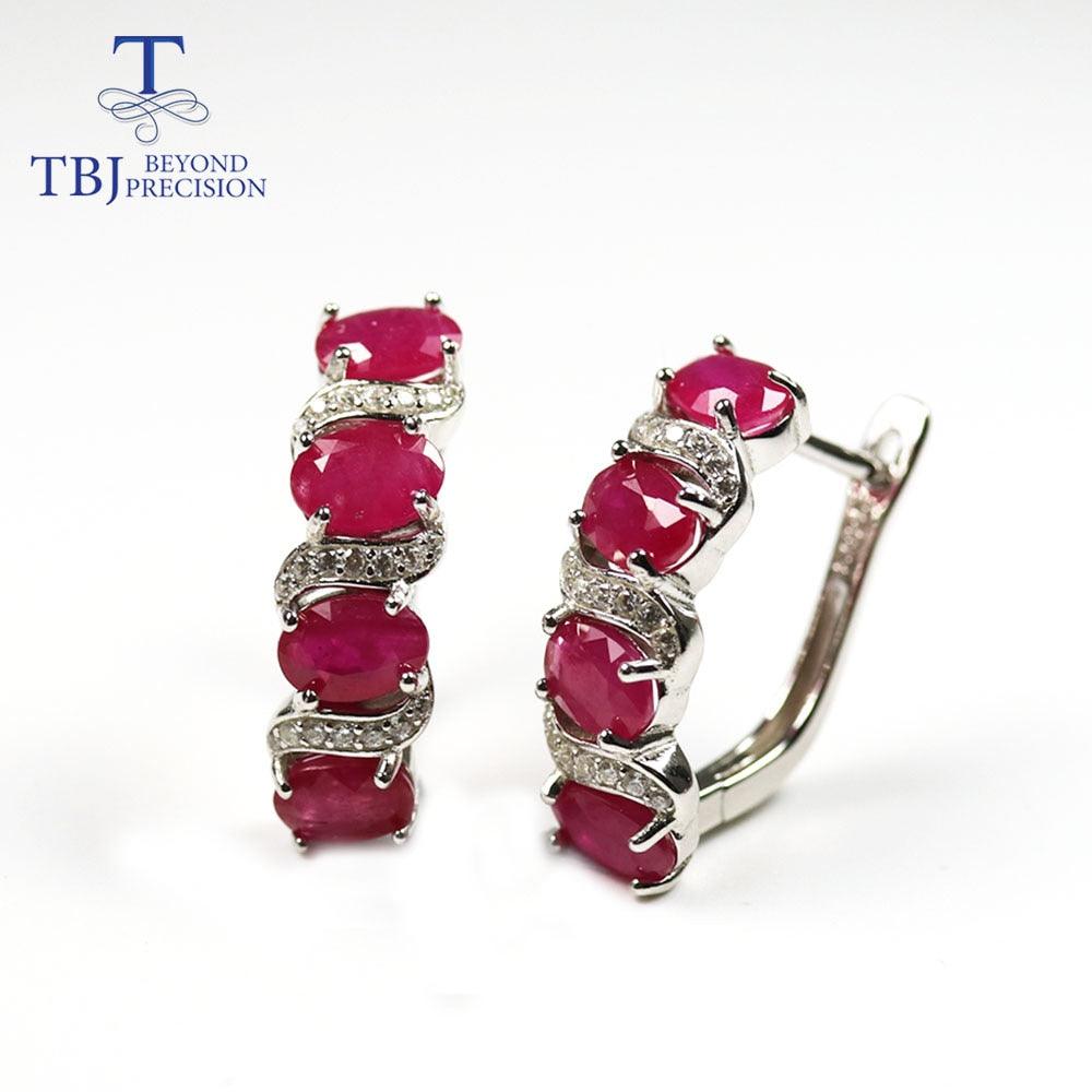 Natural Ruby  5ct Oval 4*6mm Gemstone Clasp Earring