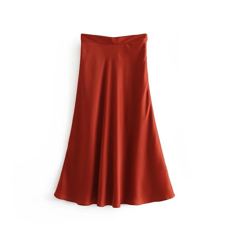 Satin Wine Red Skirt