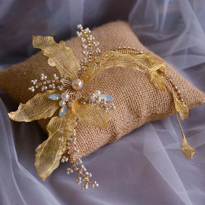 Gold Tassels Wedding Barrettes Soft Bridal Tiara