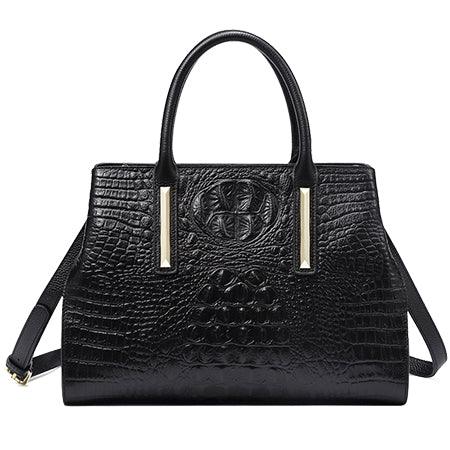 Crocodile Pattern Leather Shell Handbag