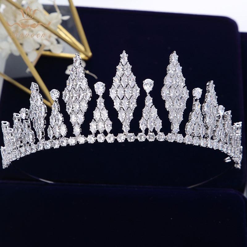 Elegant Simple Full Cubic Zircon Wedding Tiaras