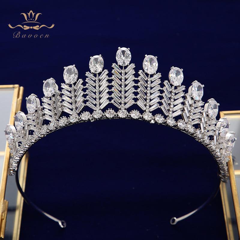 Elegant Zircon Plated Crystal Wedding Tiaras