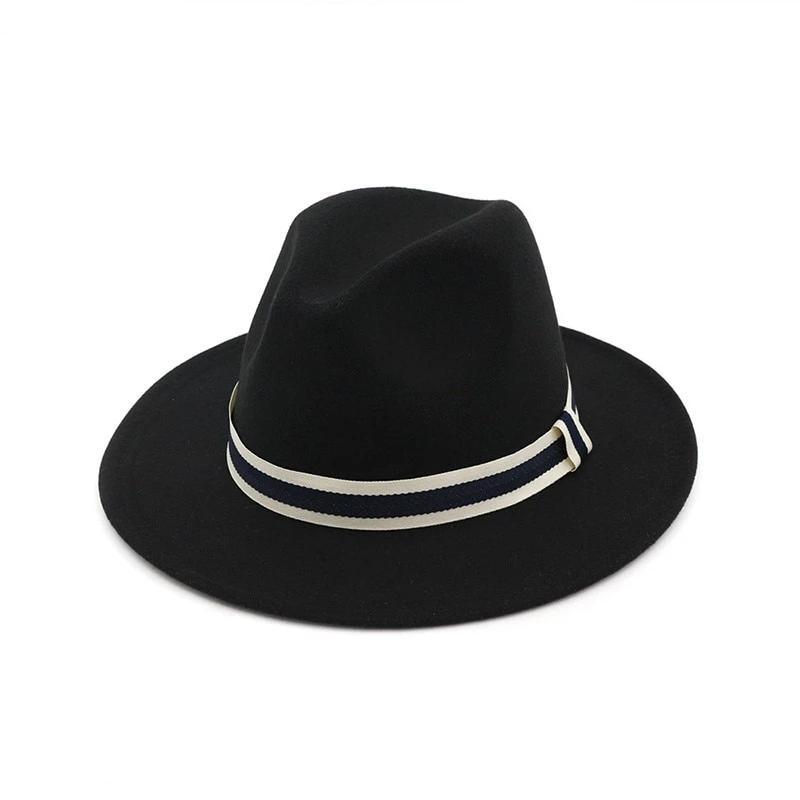 Striped Belt Flat BrimJazz Fedoras Hat