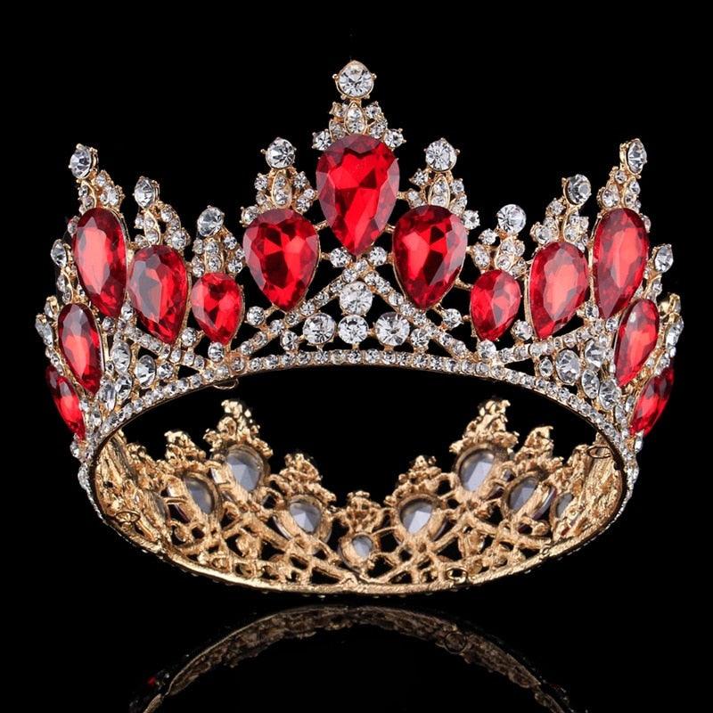 Red Crystals Rhinestone Bridal Wedding Tiara