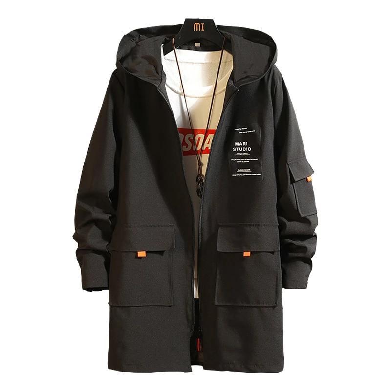 Men's Long Coat Men Hooded Jackets Windbreaker