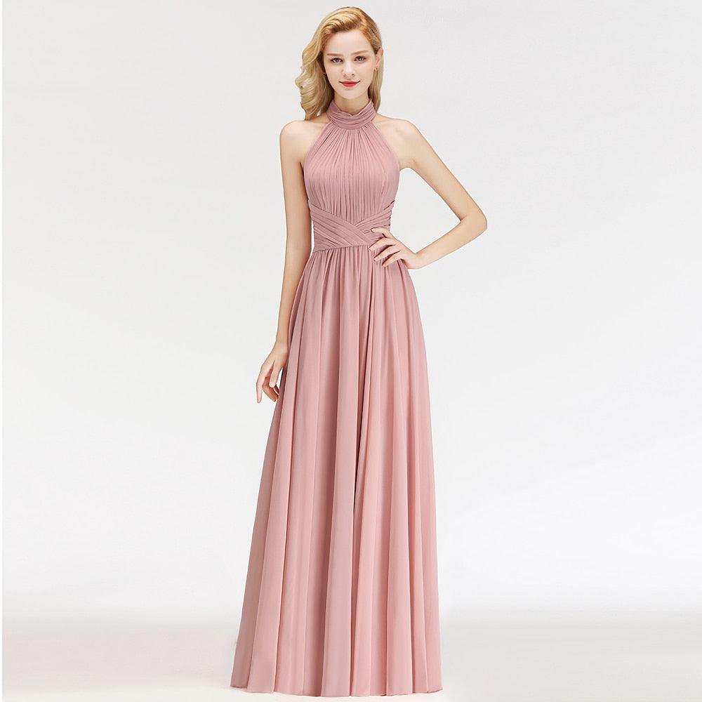 Halter Sleeveless Wedding Party Guest Dress