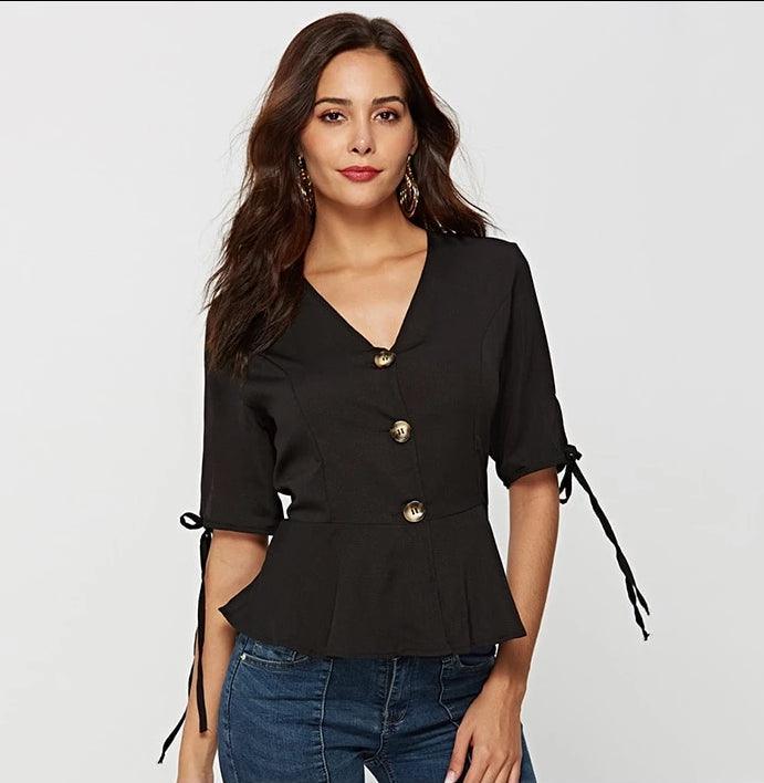 Summer V Neck Blouse Shirt