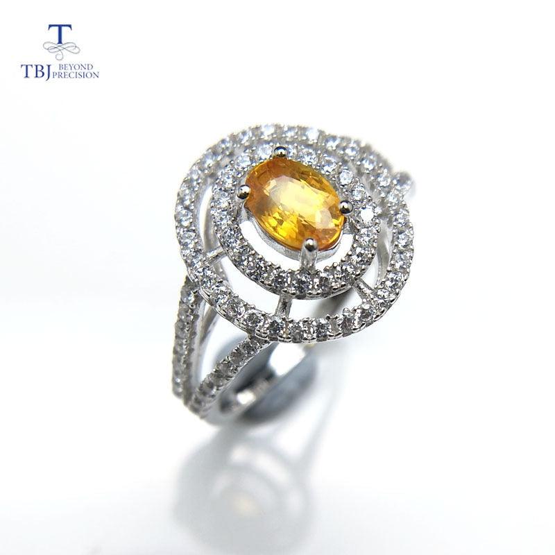 Natural yellow  Sapphire Oval Cut 4*6mm 0.5ct Gemstone Ring