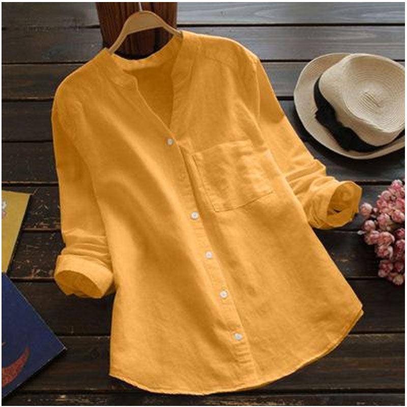 Retro cotton and linen embroidery loose casual blouse