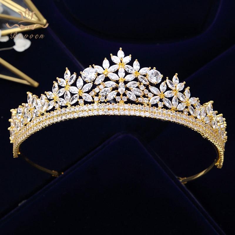 Royal Sparkling Zircon Silver Gold Crystal Bridal Wedding Hair Accessories