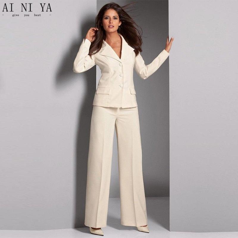 Ivory Elegant Two Piece Suits Three Buttons Suits