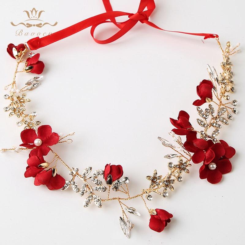 Red Multi-layers Crystal Bridal Headbands