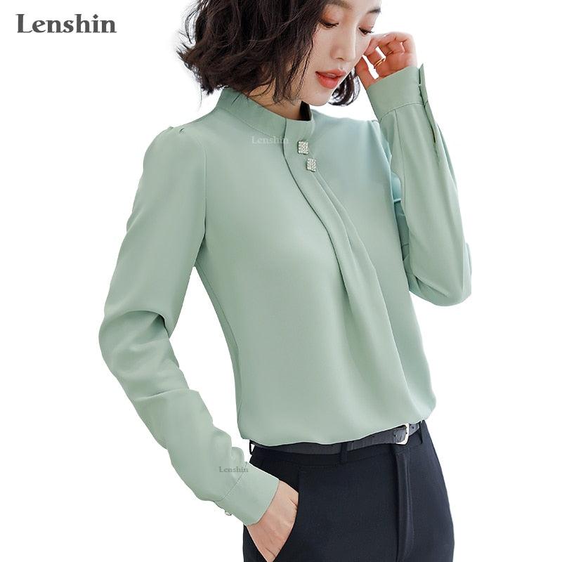 High Neck Long Sleeve Blouse