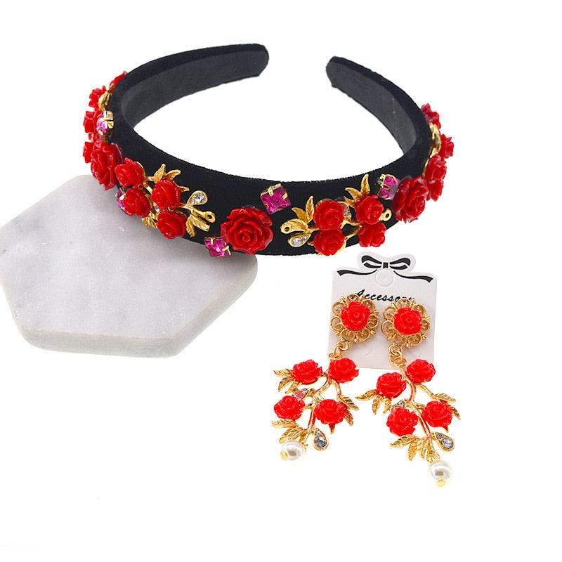 Luxurious Red Baroque Crown Set