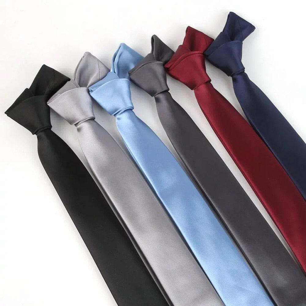 Men Classic Jacquard Woven Solid Skinny Necktie