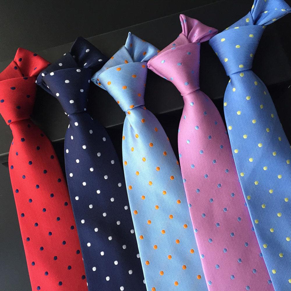 Men Classic PolkaDot Pattern Wide Business Necktie