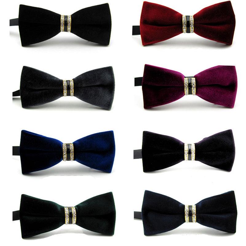 Mens Fashion Velvet Crystal Wedding Party Bowtie BowTie