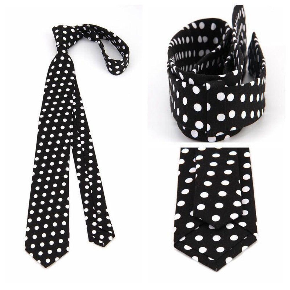 Mens Linen Cotton Polka Dots Necktie