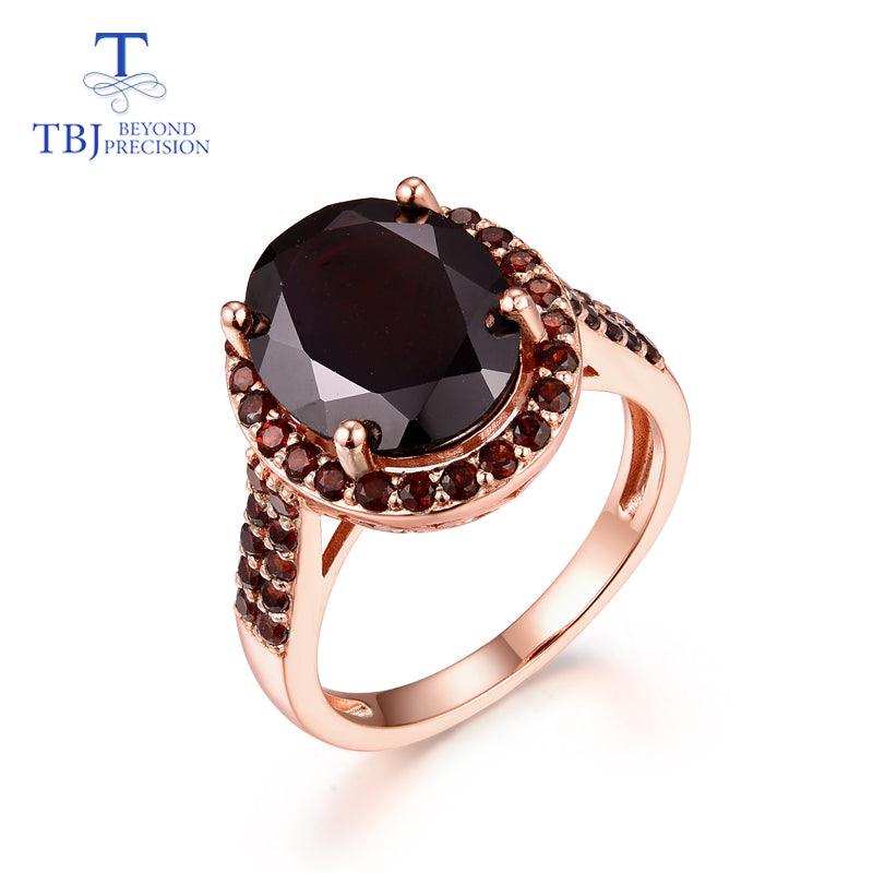 Natural Black Garnet Classic Style Ring