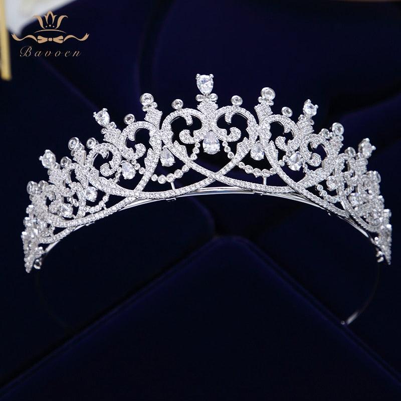 Heart Shape Zircon Crystal Wedding Tiaras