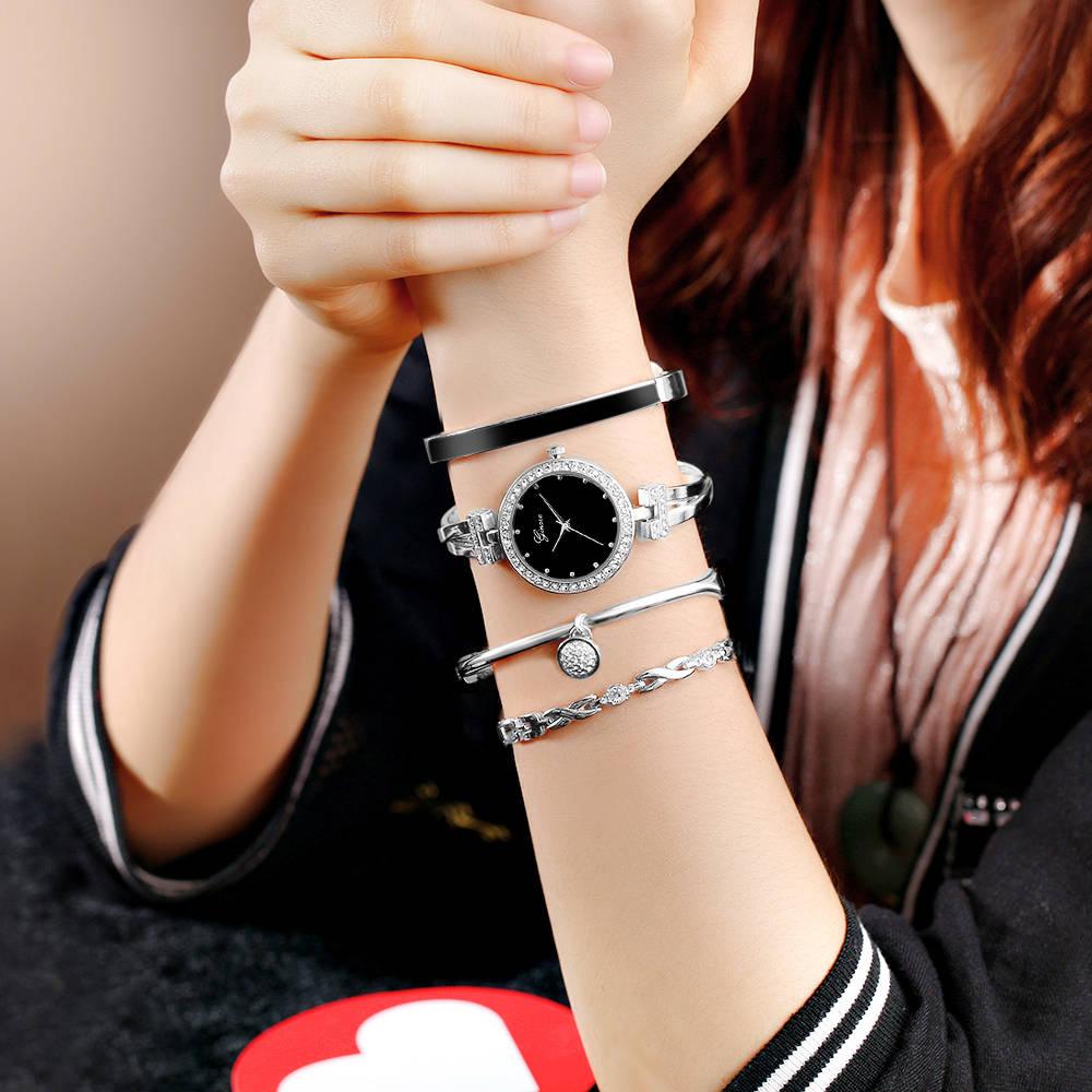 Elegant Watch Crystal Bracelet 4pcs Set