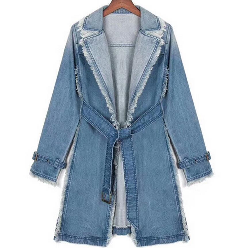 Long Denim Trench Coat