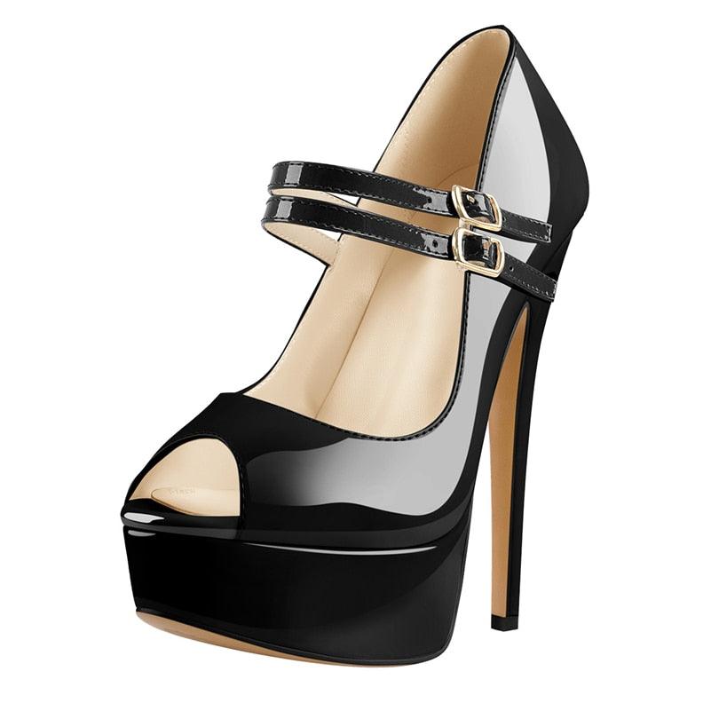 Peep Toe High Heels Straps Platform Pumps