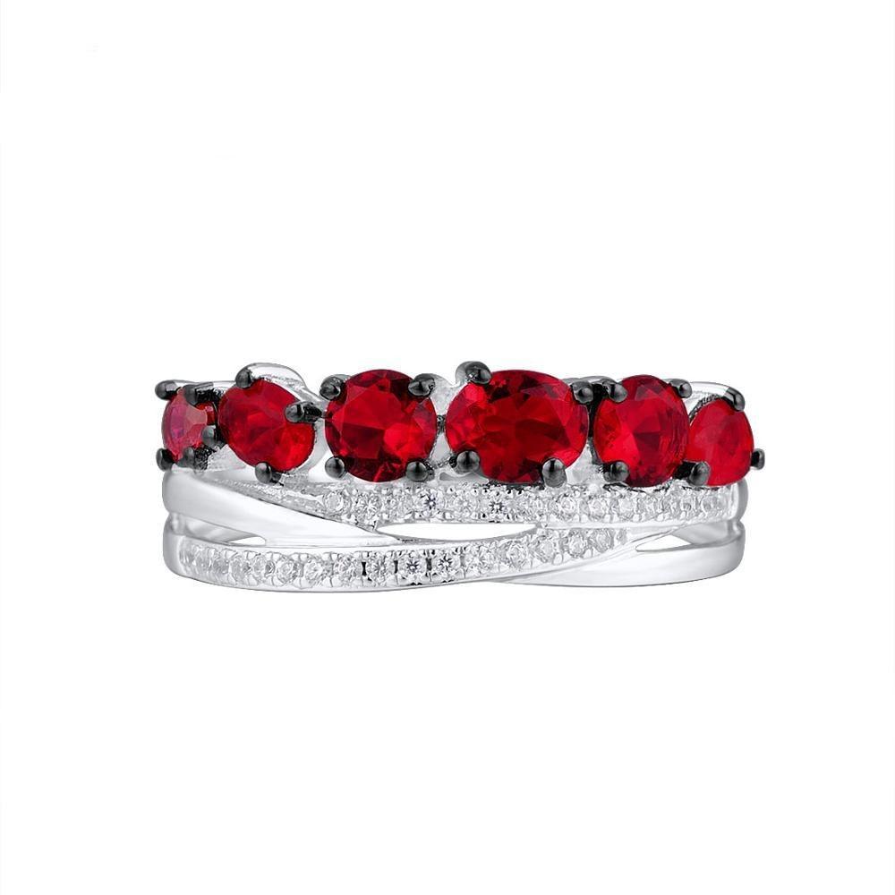 Glamorous Red Round Glass Ring