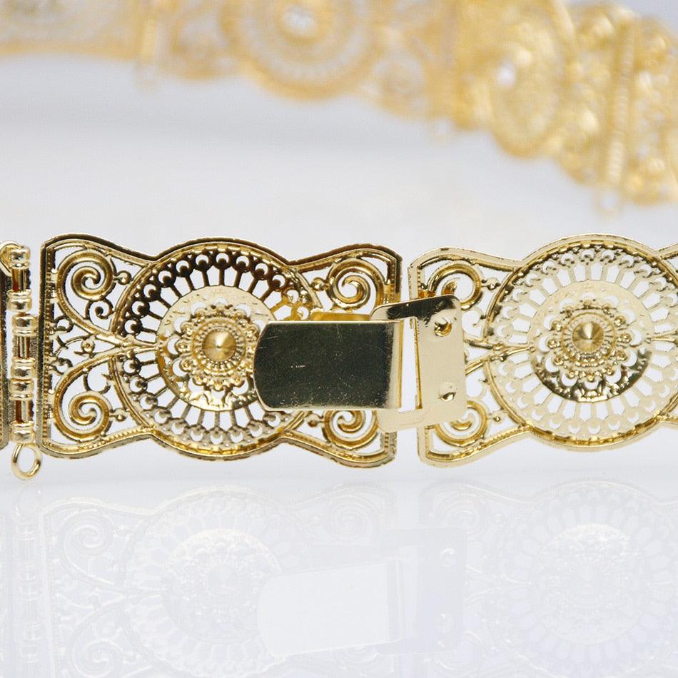 Hollow Flower Metal Square Button Belt