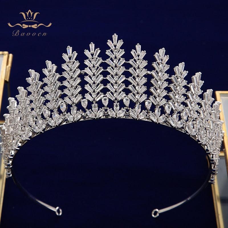 Sparkling Oversize Silver Full Zircon Bridal Wedding Tiaras