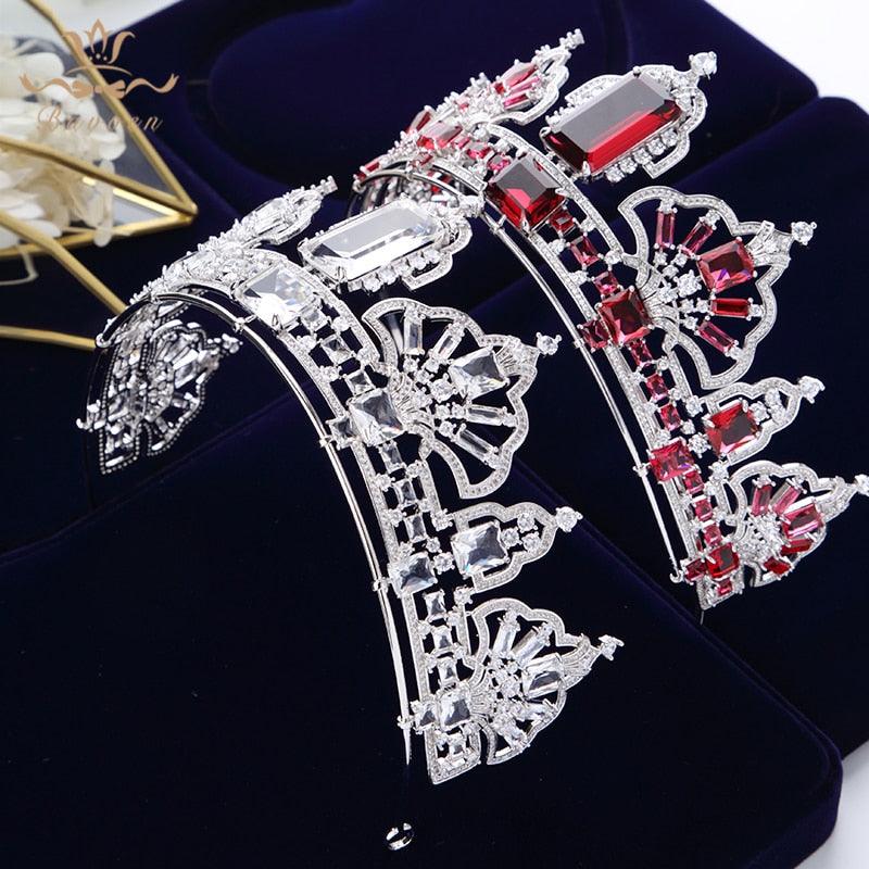 Sparkling Cubic Zircon Red Bridal Tiara