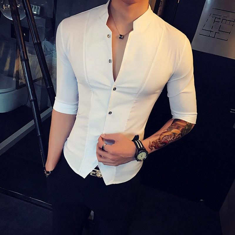 Men Slim Fit Short Sleeve Shirt