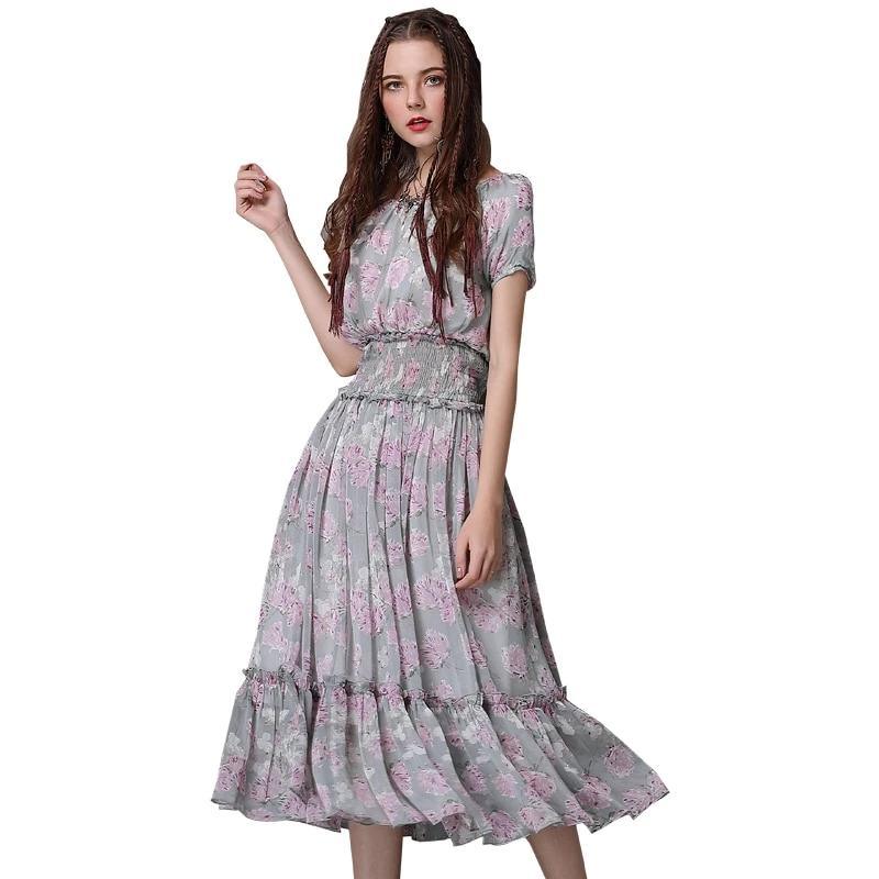 Sleeve Swing Hem Floral Print Dress