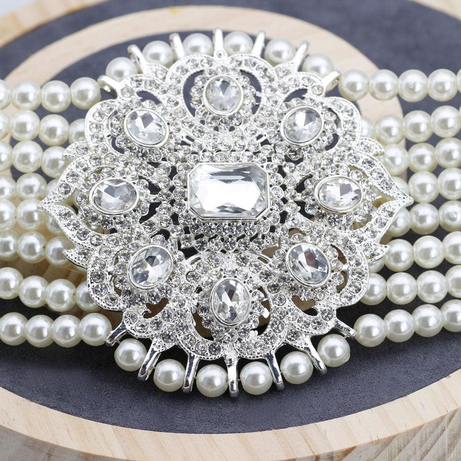 Handmade Algerian Pearl Crystal Buckle Belt