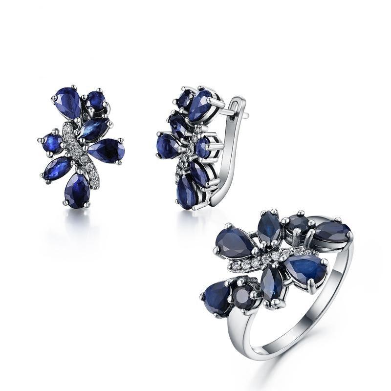 Sapphire Rings and Earrings Jewelry Set