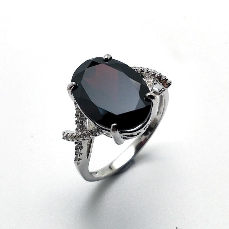 Natural Garnet Sterling Silver Gemstone Ring