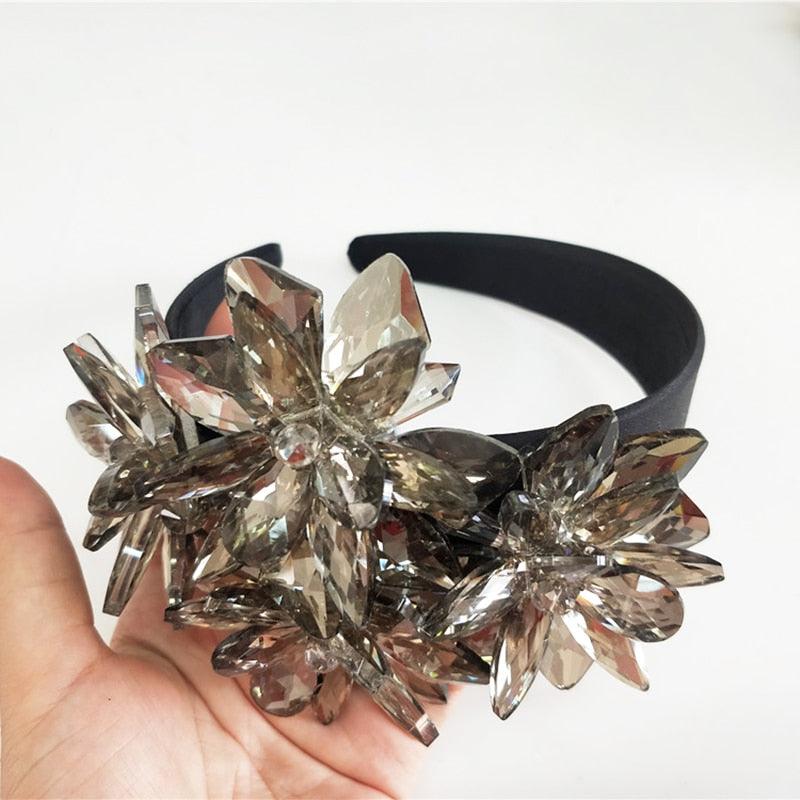 Royal Sparkling Zircon Silver Crystal Flower Bridal Hairbands