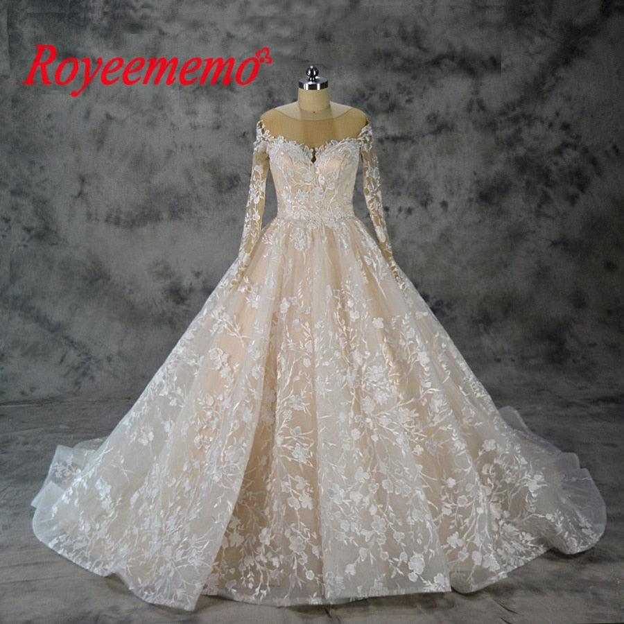 Vintage Long Sleeve Wedding Dress Ball Gown