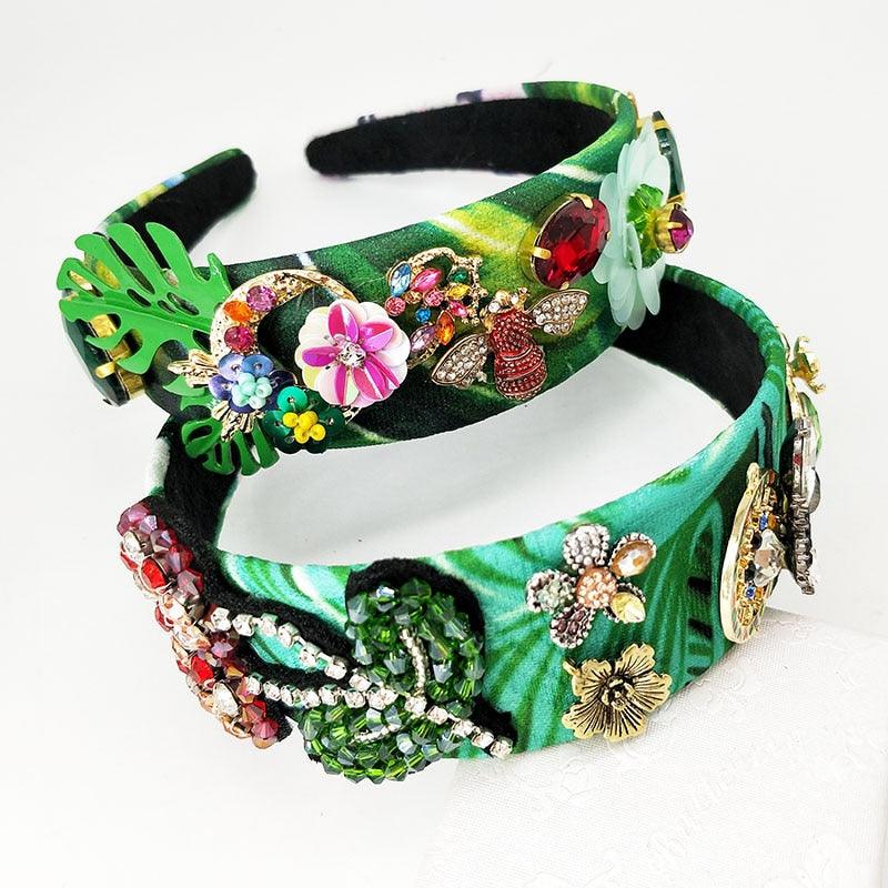 Green Rhinestones Crystal HairBands