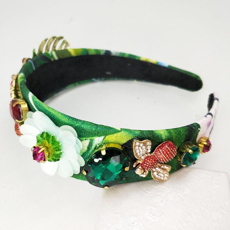 Green Rhinestones Crystal HairBands