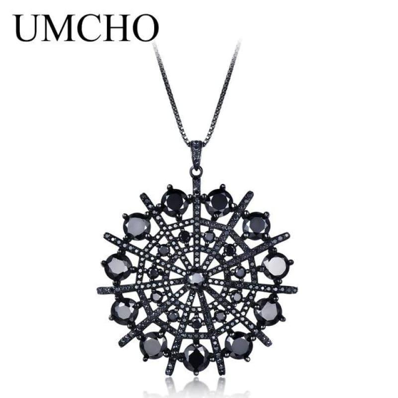 Black Spinel Hyperbole Gemstone Solid 925 Sterling Silver  Necklace Pendants