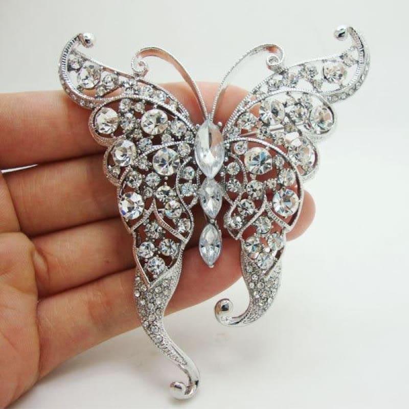 Crystal Butterfly Brooch Fashion Clear Rhinestone Crystal Butterfly Insect Brooch Pin