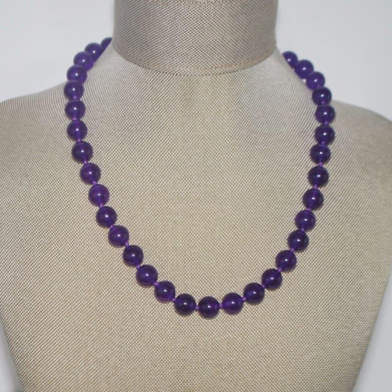 Dark Violet Purple Carnelian Beaded Women's Necklace.