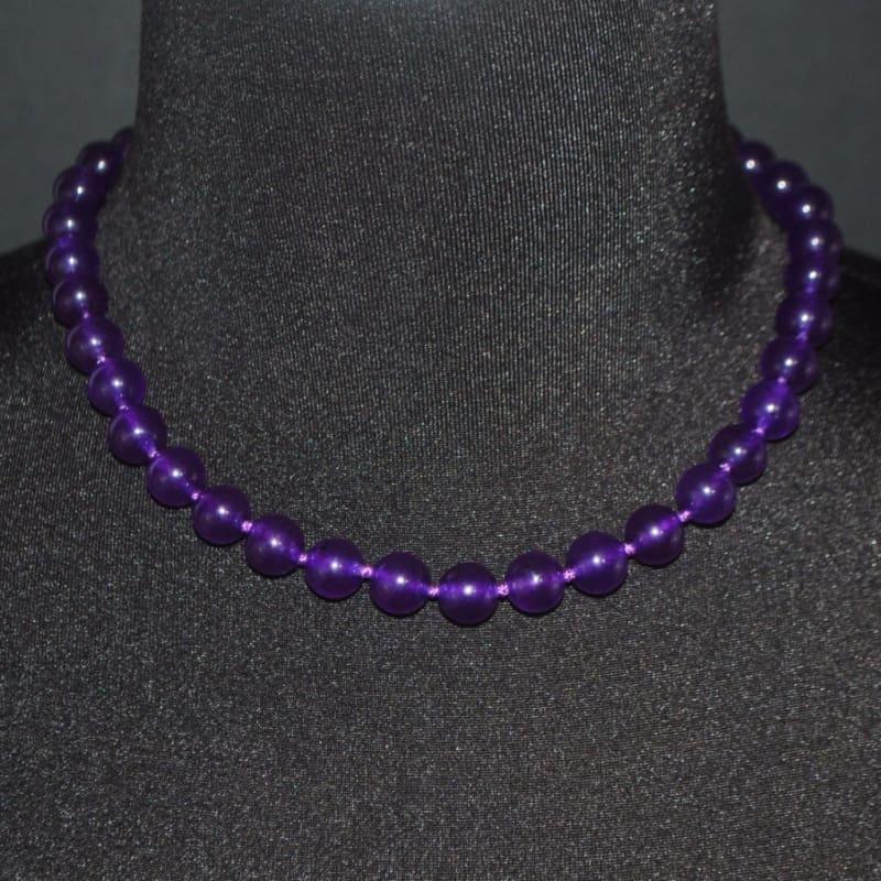 Dark Violet Purple Carnelian Beaded Women's Necklace.